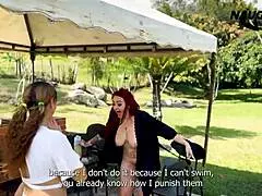 hot latina lesbians lick pussies by the pool