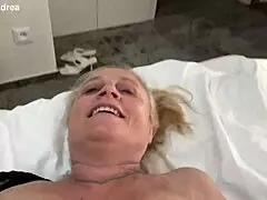 Pov of oiled bbw milf spreading big pussy lips and fisting wet hole on bed close up.