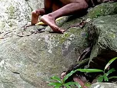 Buddy fucks busty aunt in jungle pond amid public bathers