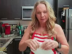 Mature Milf Stepmom Rubs Pussy Over Inappropriate Christmas Gift from Stepson Kymber Leigh