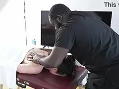 the american bbc masseuse spots this hot aussie milf on his table and starts with a massage but soon he's bending her over for some intense doggystyle pounding before unloading a massive creampie inside her