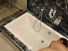 me n her takin duo anal in glass bathroom villa so fuckin tight oops