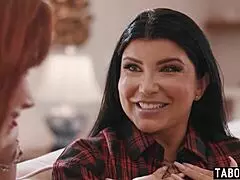 Romi Rain waxes Ariel Demure's big shemale cock