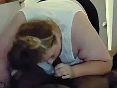 bam's marvelous throat slurps sloppy on stairs. big ass slut deepthroats bbc rough