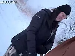 Mom almost caught riding dick in snow ❄️😱