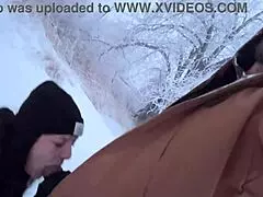 Mom almost caught riding dick in snow ❄️😱