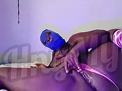 hey horny ebony milf, grab that vibrator shove it deep in your gaping thong pussy for full solo orgasm movie