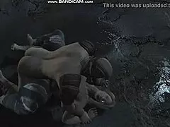 Fallout4 milf's juicy pussy and big ass wrecked by interracial gangbang cocks