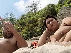 Brazilian Beach Nudist Flashes Her Massive Pussy Lips for Onlookers