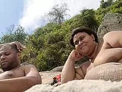 Brazilian Beach Nudist Flashes Her Massive Pussy Lips for Onlookers