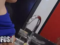 LINDA DEL SOL GLOVES UP TO WASH TOMMY'S COCK THEN GETS POUNDED BY THE SINK!