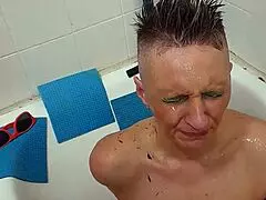 Milf Sandra Gulps Golden Rain In Facefuck Deepthroat Cum Covered Facial