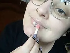 latina milf flaunts sweet thin glossed lips backstage curvy tease