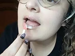 latina milf flaunts sweet thin glossed lips backstage curvy tease