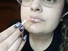 latina milf flaunts sweet thin glossed lips backstage curvy tease