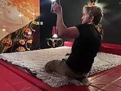 god i love giving this big tits milf double blowjob in sloppy ffm threesome backstage