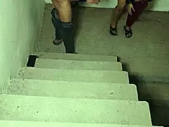 Stepbrother pounds big stepsis tight pussy rough on stairs right?