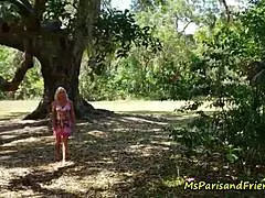 ms paris spots horny voyeurs spying her shaved pierced nipples in public park doggystyle