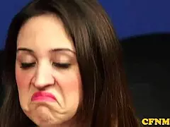 Cockhungry CFNM babes humiliate guys with group sucking handjobs and femdom voyeur teasing.