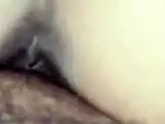 Feel that hard missionary thrust? Your new bride's pussy grips husband's cock so tight close up.