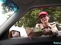 Shy waitress takes more than tip outdoors deep