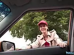 Shy waitress takes more than tip outdoors deep