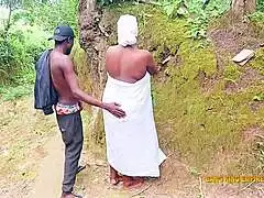 naughty bbw ezewanyi rides big black cock hardcore on village road outdoor