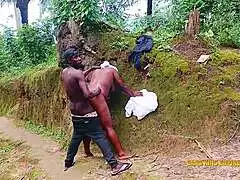 naughty bbw ezewanyi rides big black cock hardcore on village road outdoor
