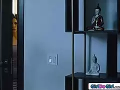 My asian stepmom masturbates my busty stepdaughter to wet orgasm