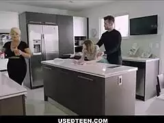freeuse teen tristan summers gets bent over kitchen counter by stepdad mike mancini big cock while stepmom london rose cooks anal hardcore