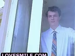 Busted horny wifey bent over doggystyle then trainer joins for double penetration stuffing