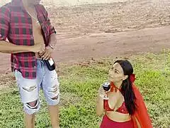 naughty little red riding hood meets horny woodcutter in forest for full fuck