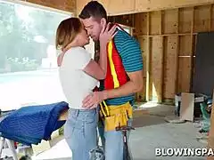 I tipped handyman with my busty deepthroat blowjob gagging!!