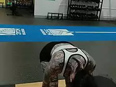 Check out that hot milf's big ass and tits shaking during intense gym workout session