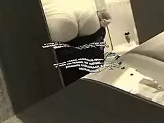 Mature Frina's Big Natural Tits and Wet Pussy Shine in Doorway Shower as Roommate Films Close