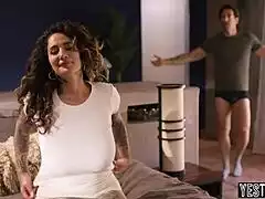 Sly Godson Tricks Tattooed Milf into Bent-Over Doggystyle Big Cock Railings Rough