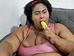 i slide banana into pussy left by stepmom and squirt hard everywhere