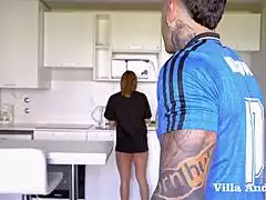 she cheats on hubby in bed while fucking muscular friend on sofa hard