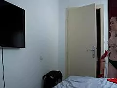 step mom rides cock deep in hotel bed filling her tight hole