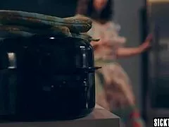 Husband's Monster Cock Ravages Submissive Wife and Maid