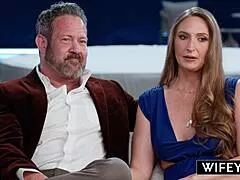 Brandi Johnson married milf wifey spit-roasted hard creampied while husband watches intently