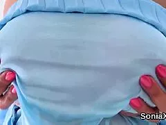 Whoa Sonia's unfaithful British milf tits are gigantic! 😍 Showing off huge boobs in underwear 🔥