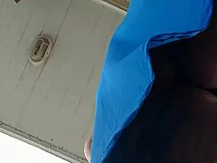 caught stepmom cleaning sidewalk public see thru outfit flashing big ass voyeur cam