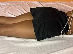 My african stepsister sleeps in mini skirt on bed ready for rough quickie pounding