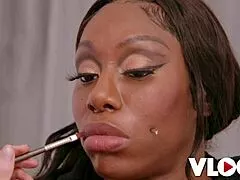 Busty Ebony Mystique Tease Wet Pussy Before Rough Missionary Dick Down?