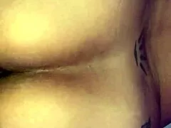 Chubby black housewife gives slow motion blowjob to muscular bodybuilder.