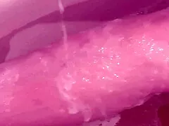 Sexy blonde milf soaps foam over tits pussy ass legs in solo bathroom handjob shower