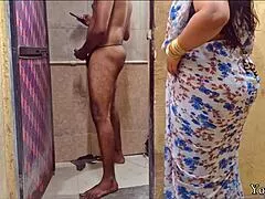 POV horny Indian stepmom caught in bathroom begs for deep pussy fuck