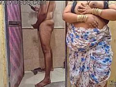 POV horny Indian stepmom caught in bathroom begs for deep pussy fuck