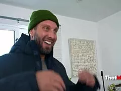 skinny housewife seduces street rat after shower for rough wet pussy pounding